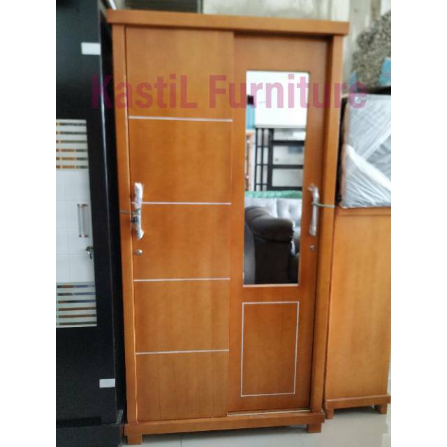 Lemari Pakaian 2 Pintu Kayu Sliding Lemari Baju Minimalis Lemari Pintu Dorong